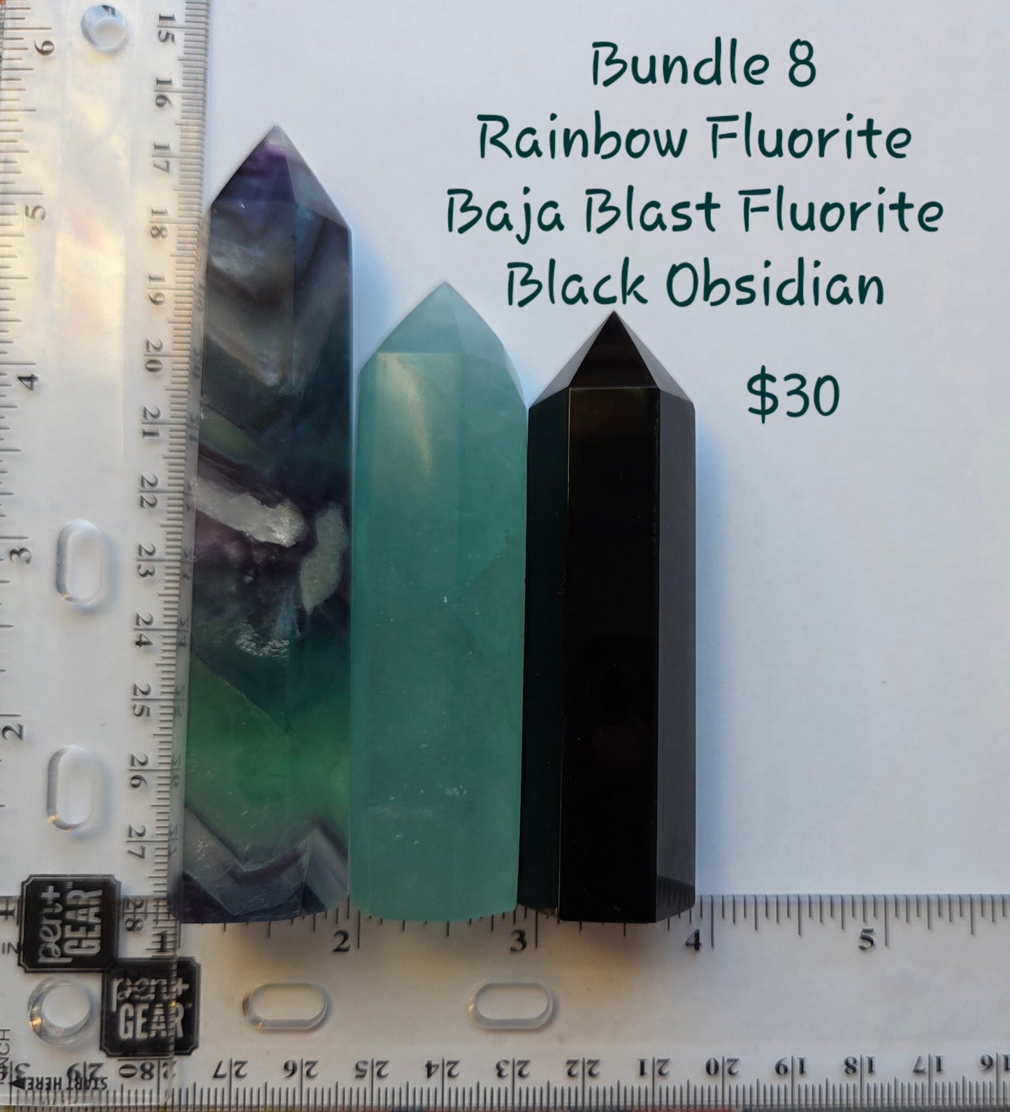 Bundle 8- Rainbow Fluorite, Baja Blast Fluorite, Black Obsidian-Misfit