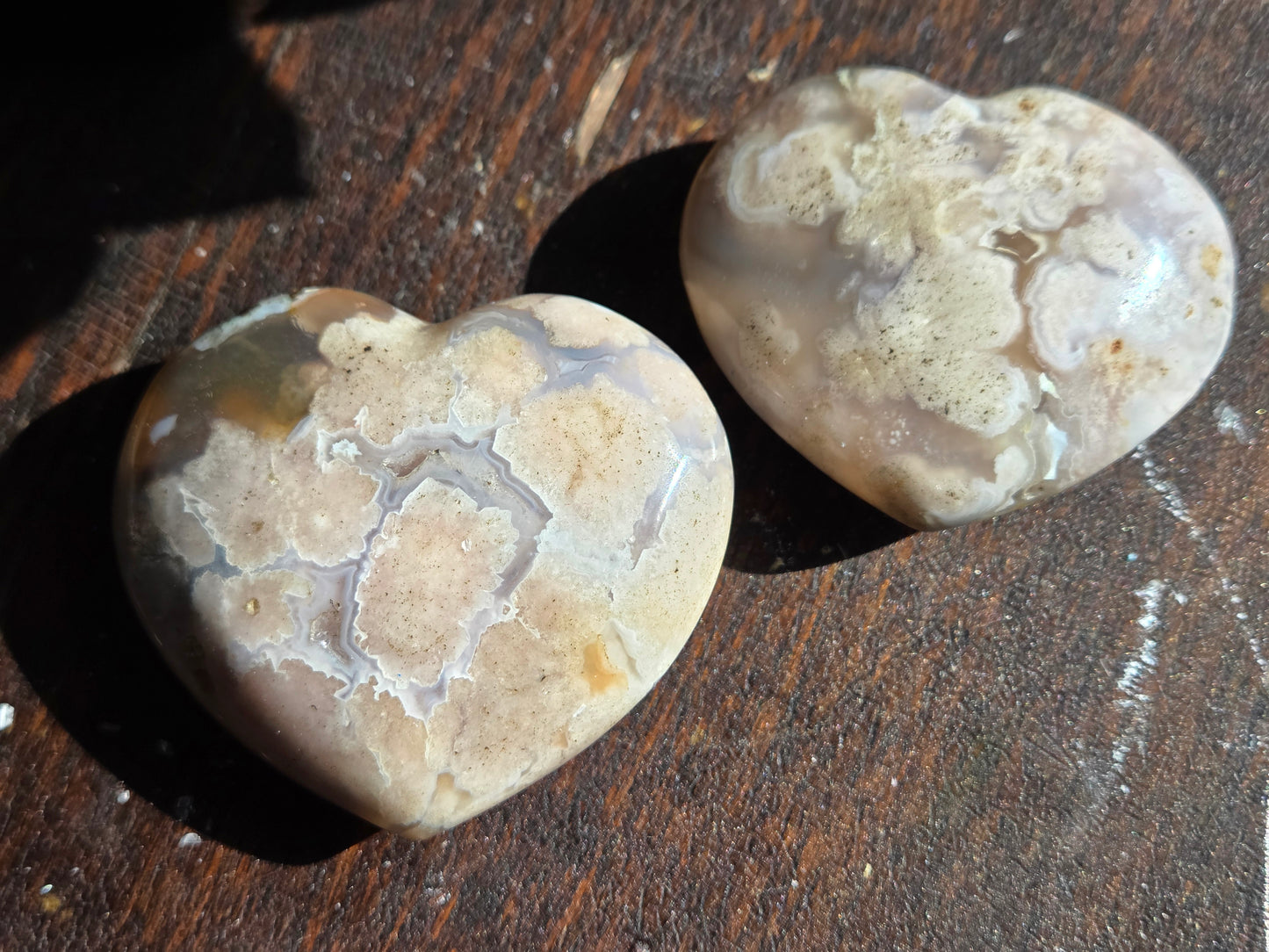 Flower Agate Puffy Heart