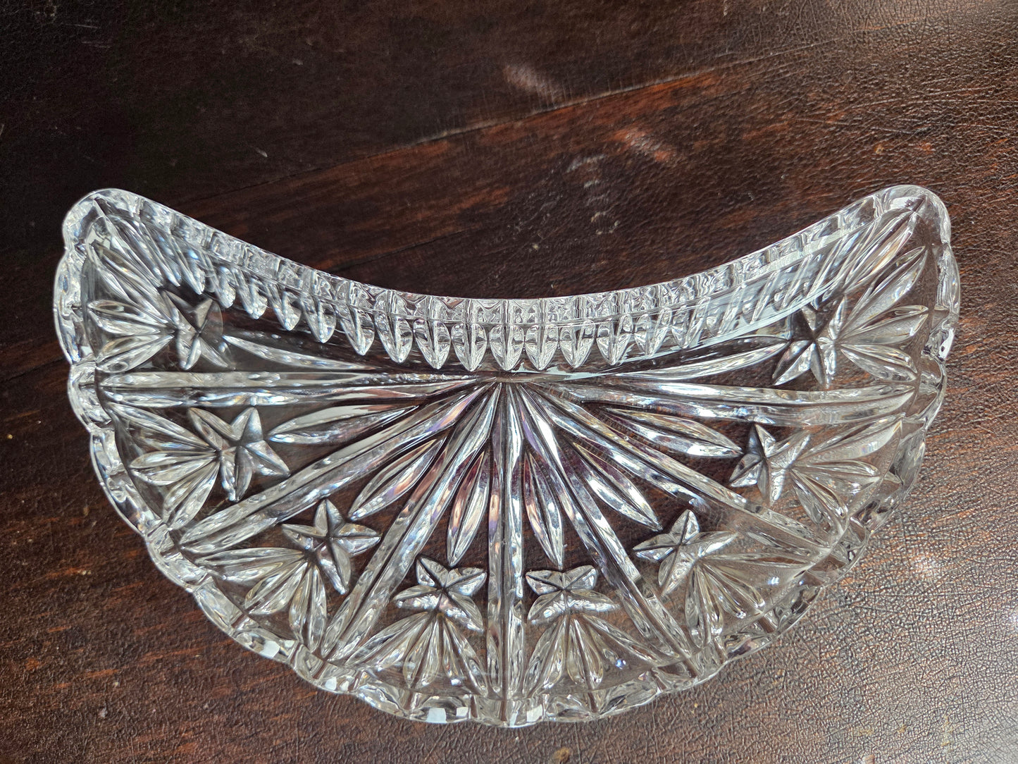 Vintage Cresent Moon Glass Relish Dish