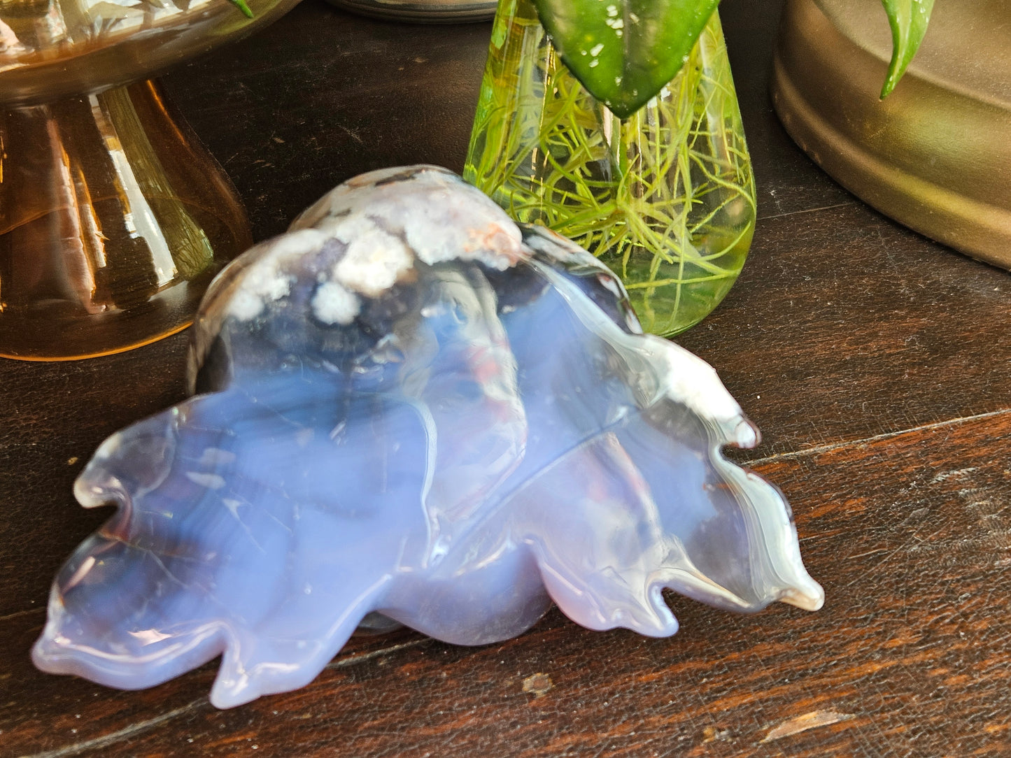 Flower Agate, Blue, Flower Carving