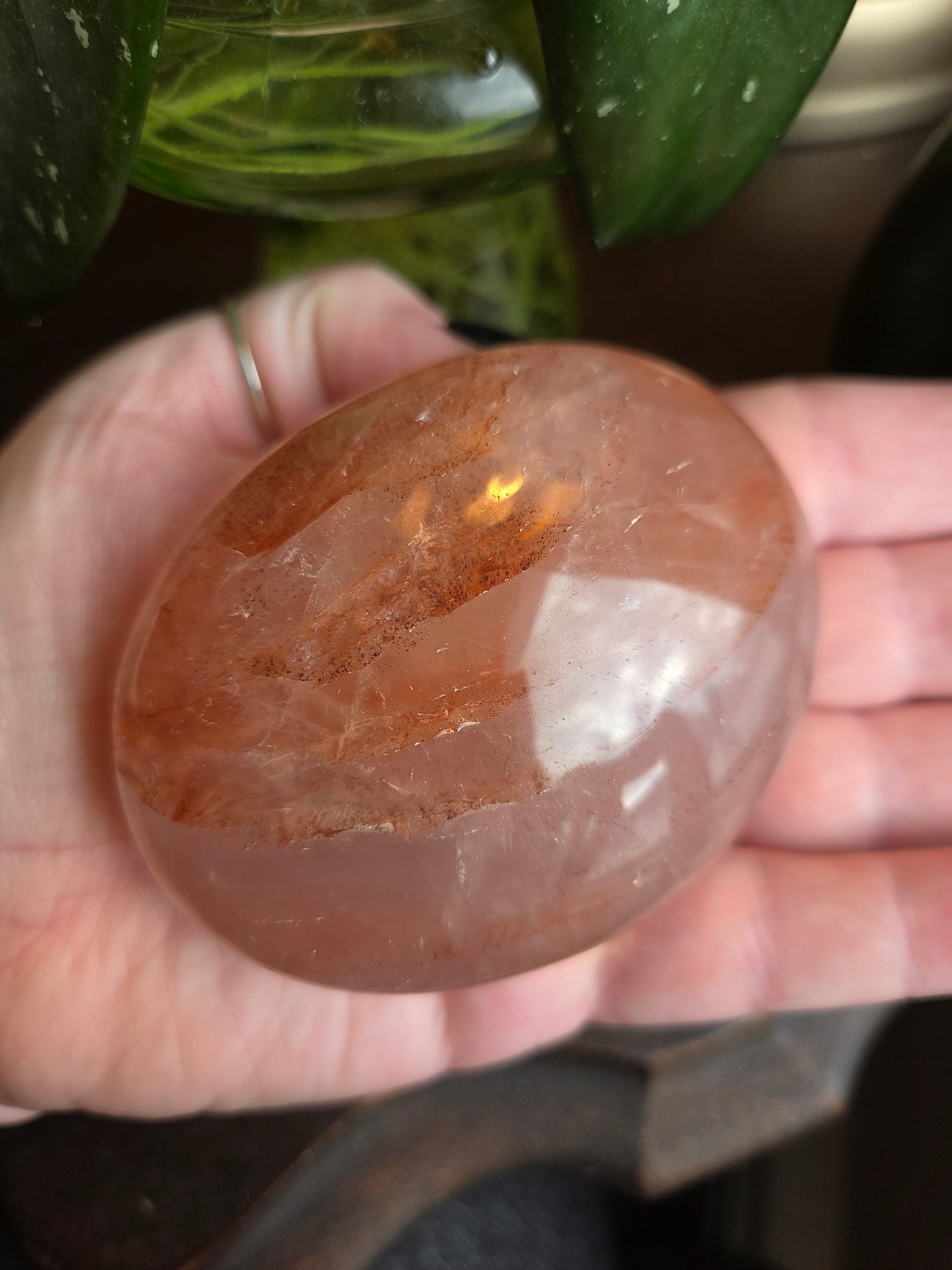 Fire Rose Quartz Palm with Aterism C