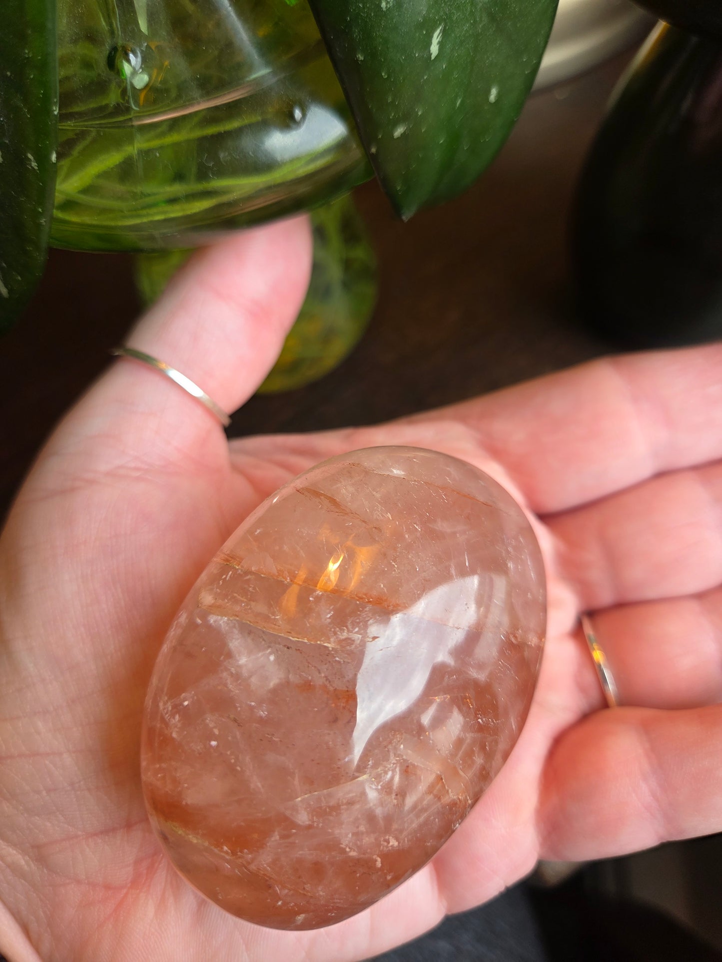 Fire Rose Quartz Palm with Aterism G
