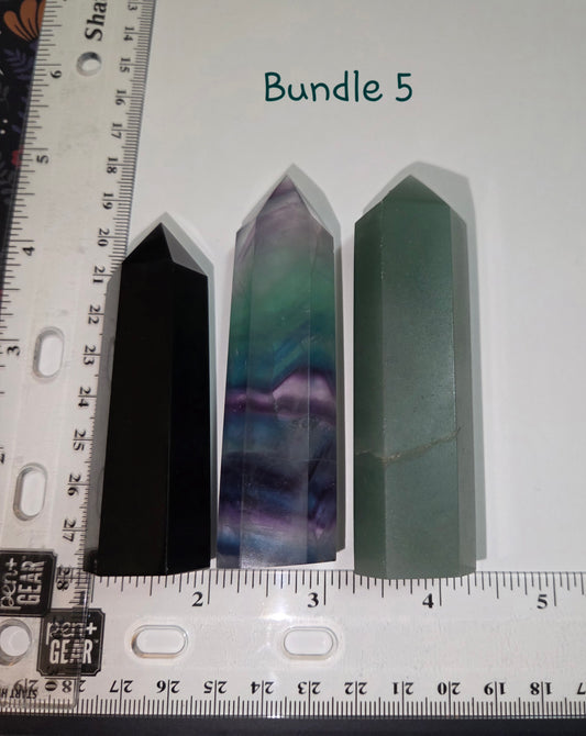 Bundle 5- Black Obsidian, Rainbow Fluorite, Green Aventurine