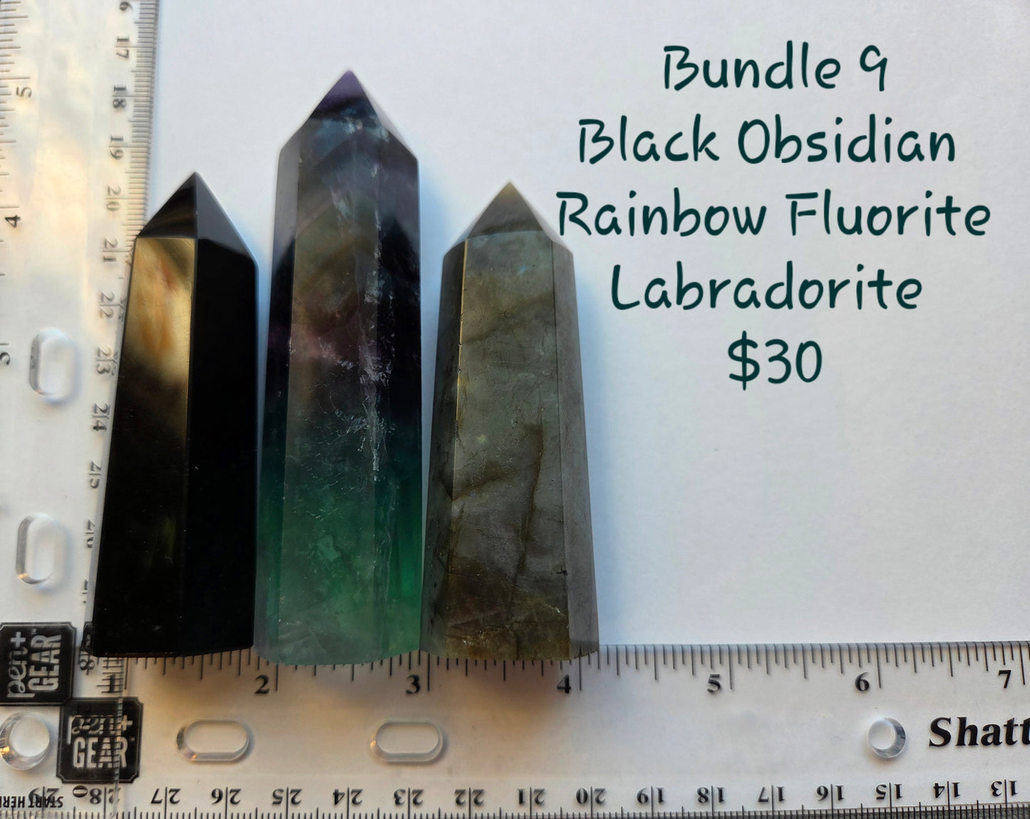 Bundle 9- Black Obsidian, Rainbow Fluorite, Labradorite