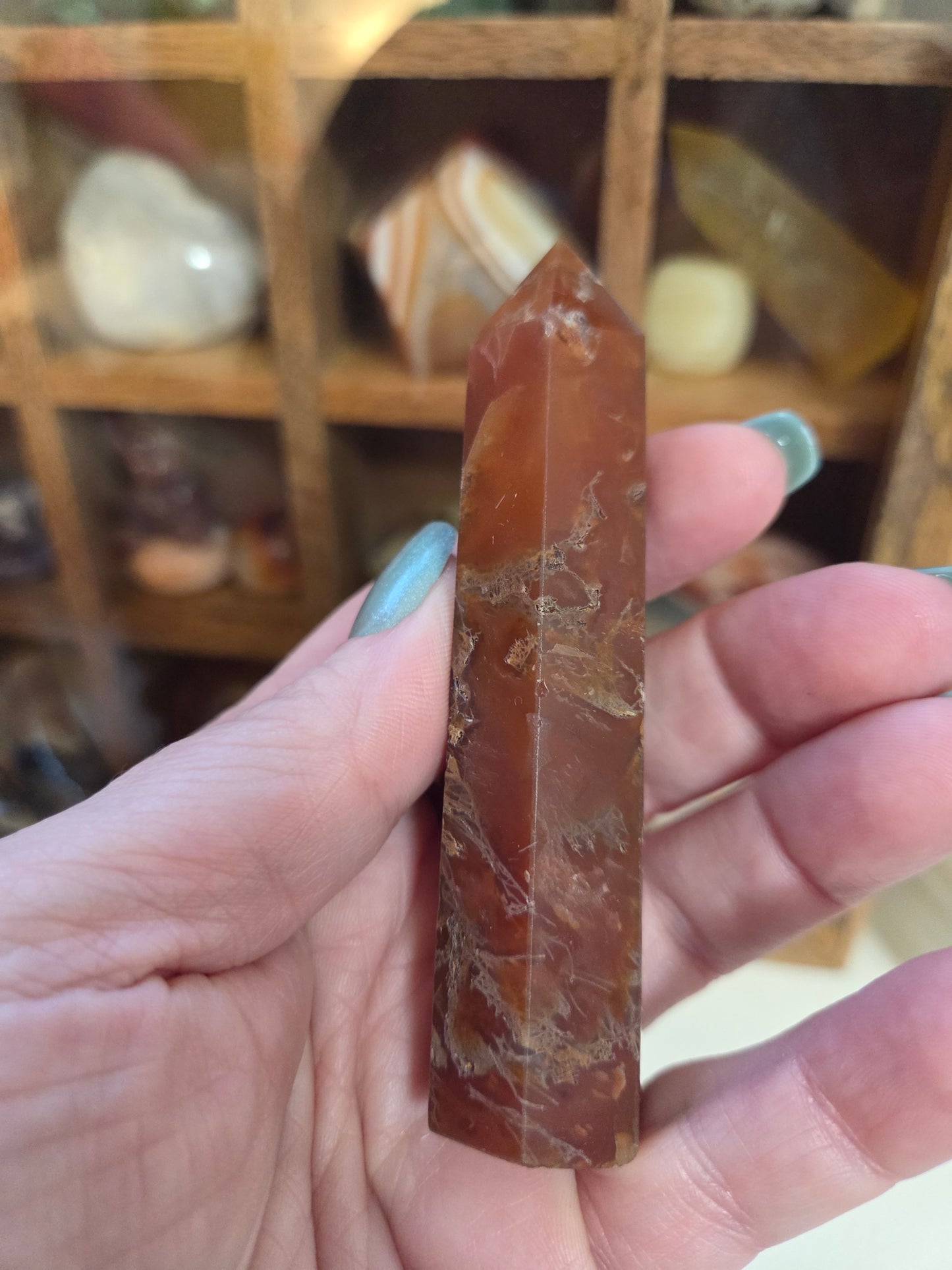 Carnelian Flower Agate Tower A