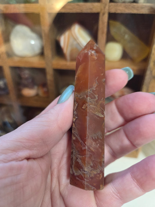 Carnelian Flower Agate Tower A