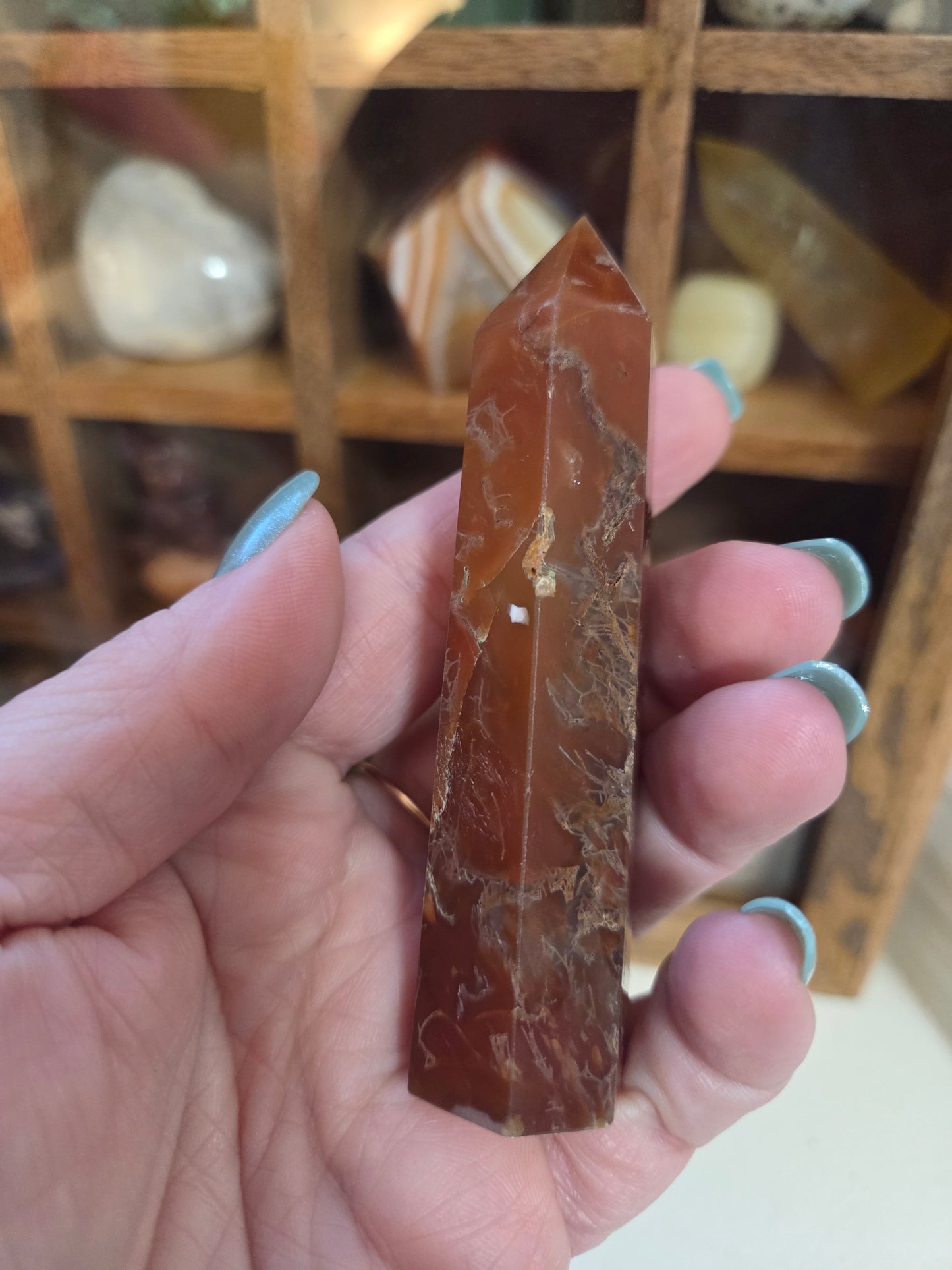 Carnelian Flower Agate Tower A