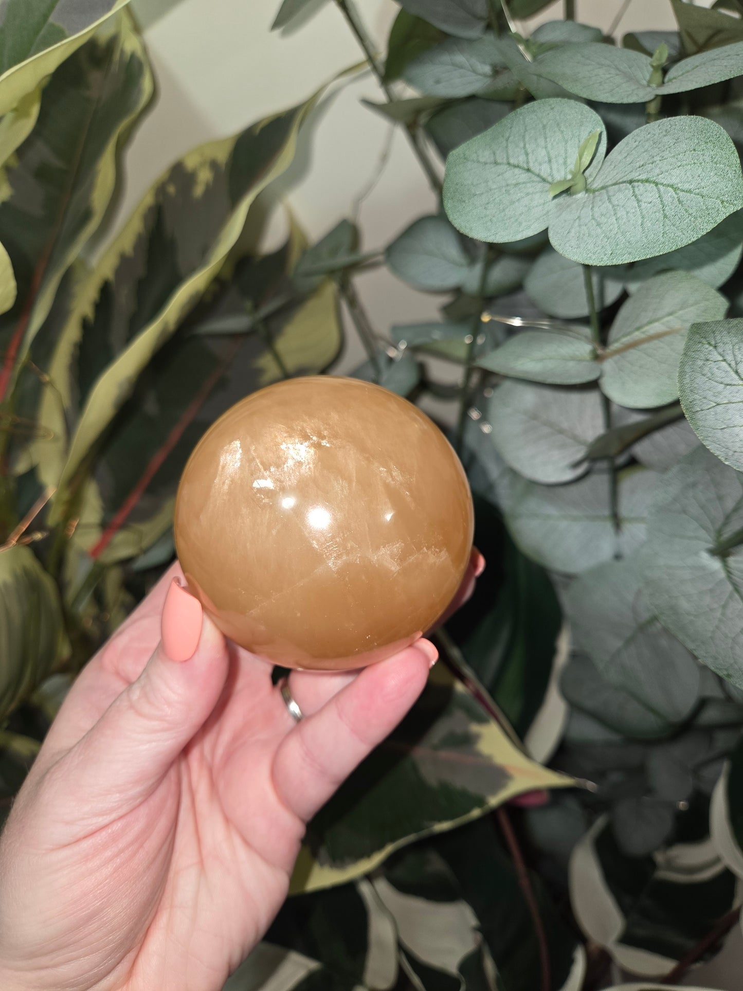 Honey Calcite Sphere