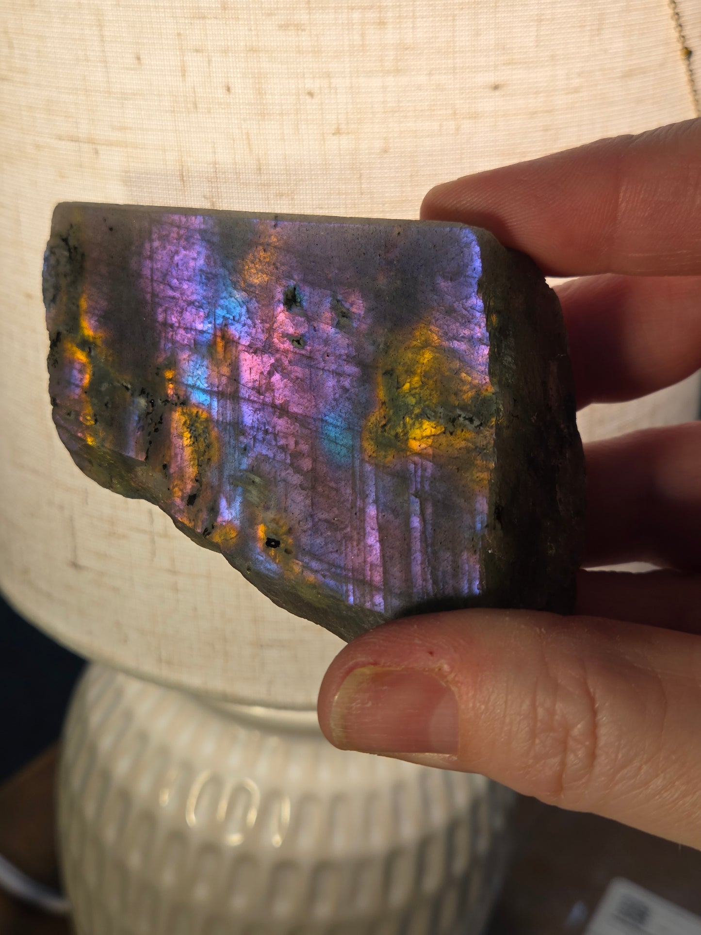 Labradorite Freeform Flash B Purple, Pink, Blue, and Golden flash!