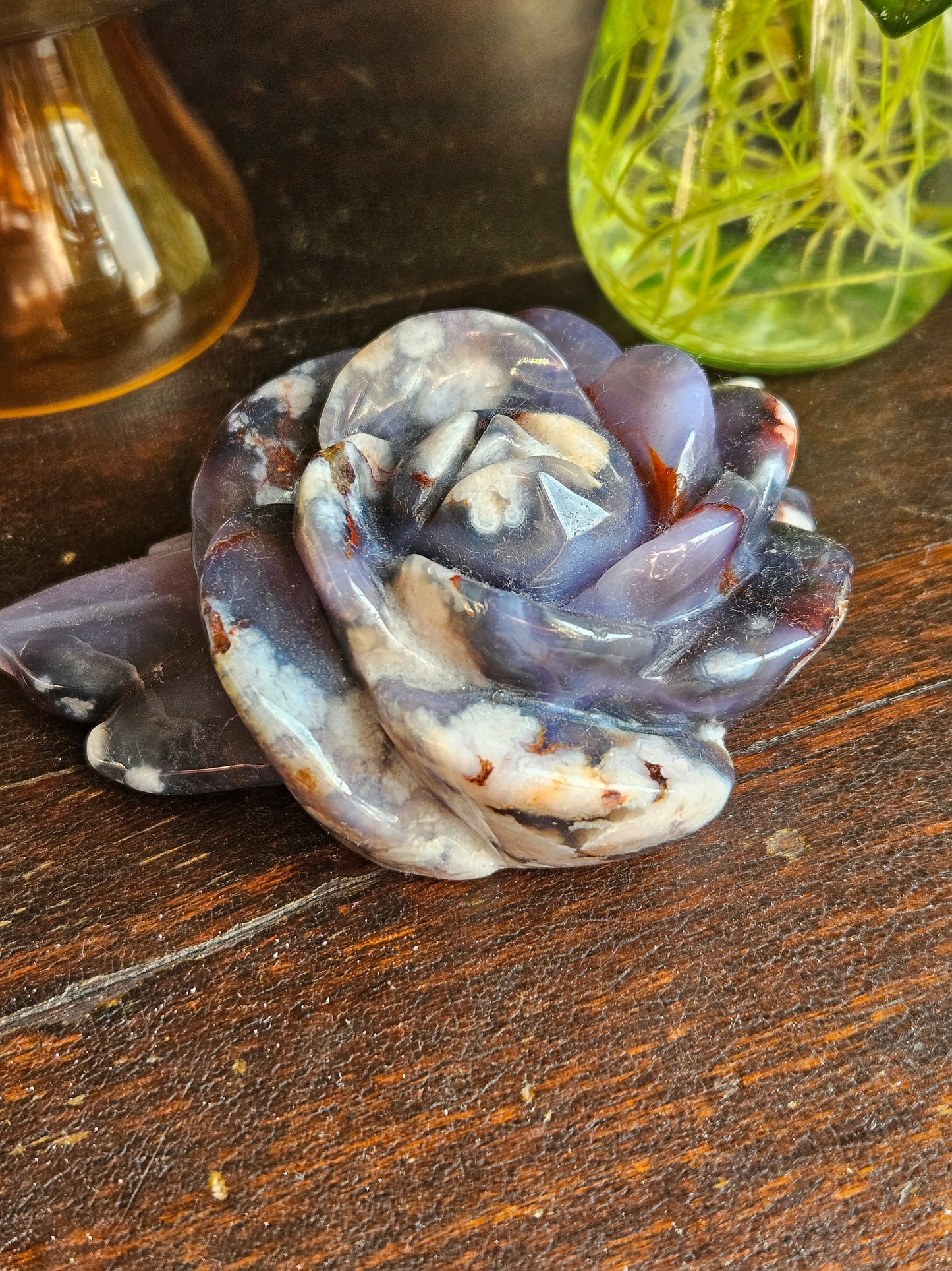 Flower Agate, Blue, Flower Carving