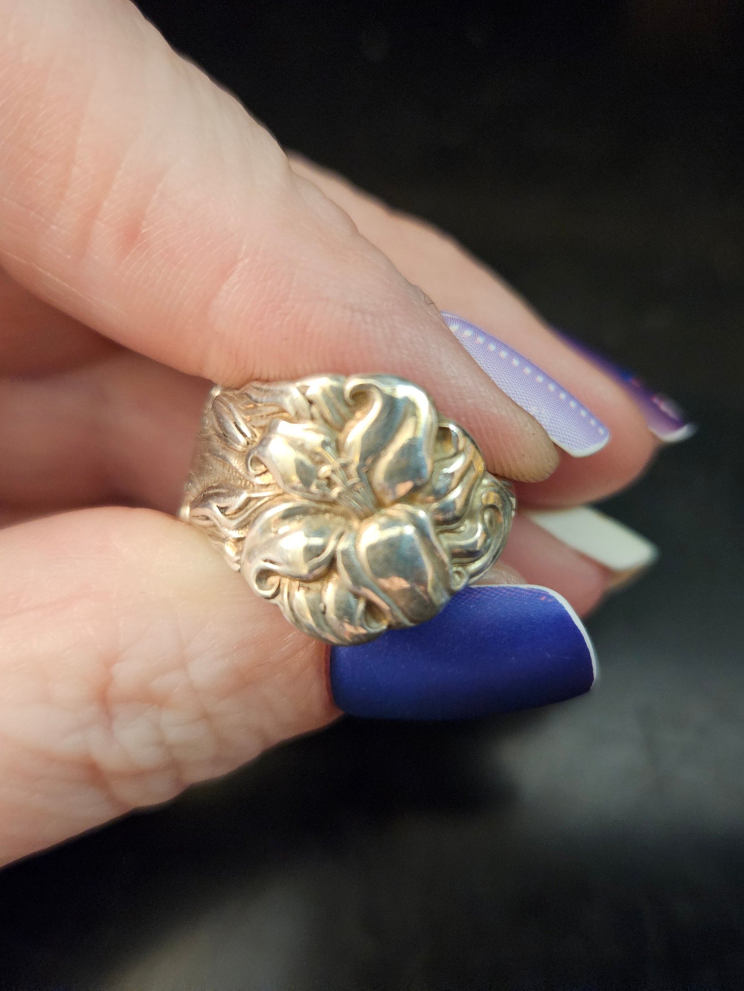 Vintage Sterling Silver Lily Ring