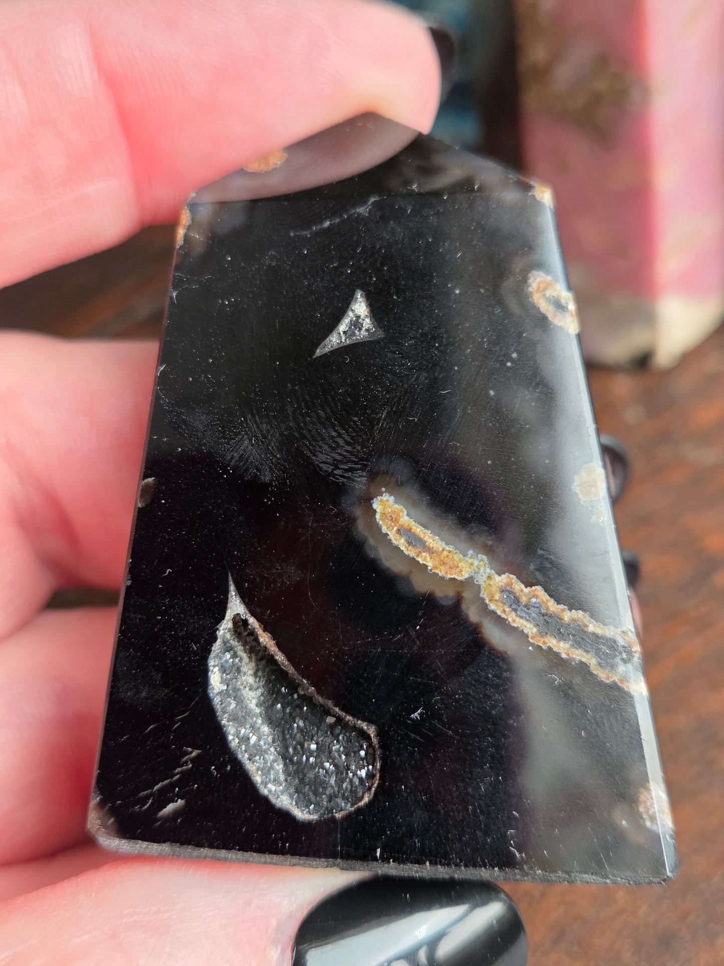 Bundle 18- Rhodonite, Black Tourmaline, Black Agate w/ Druzy