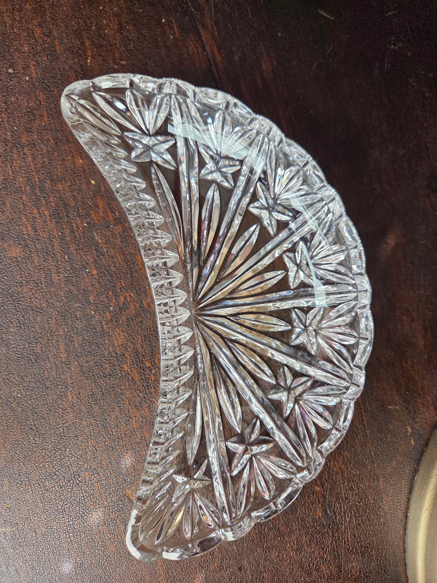 Vintage Cresent Moon Glass Relish Dish