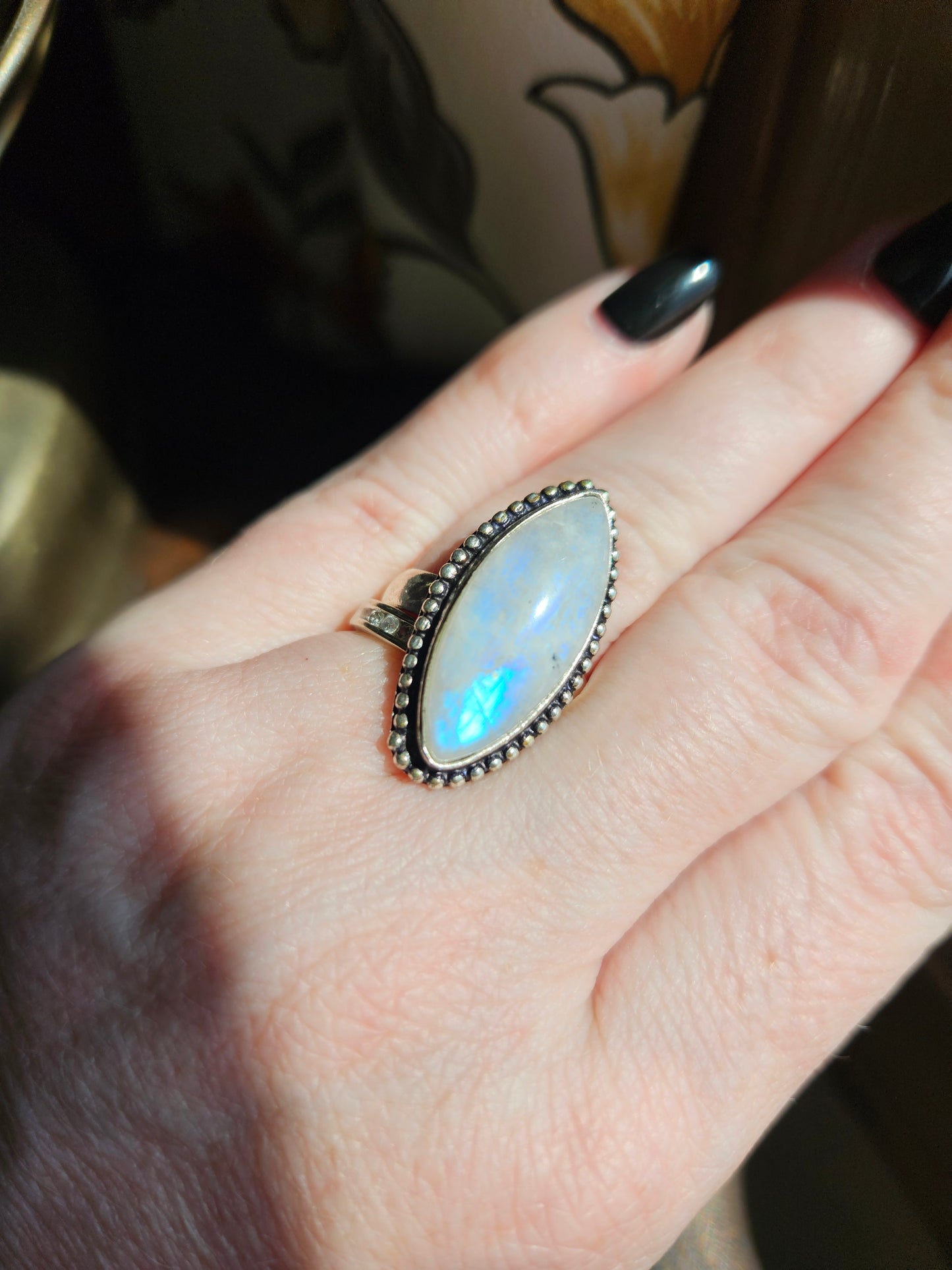 Rainbow Moonstone Ring