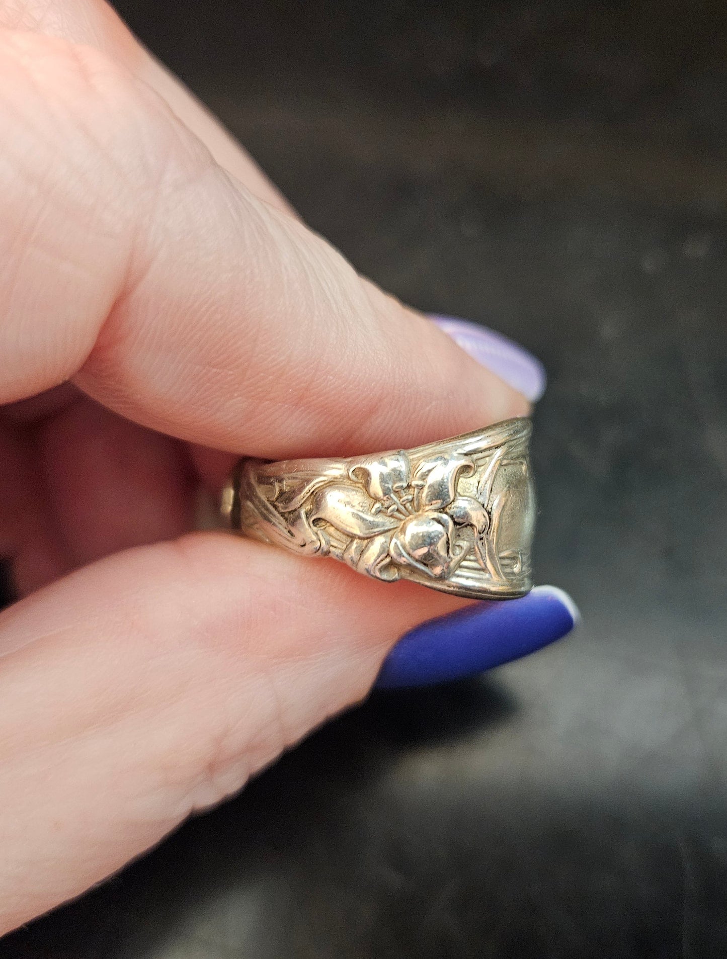 Vintage Sterling Silver Lily Ring