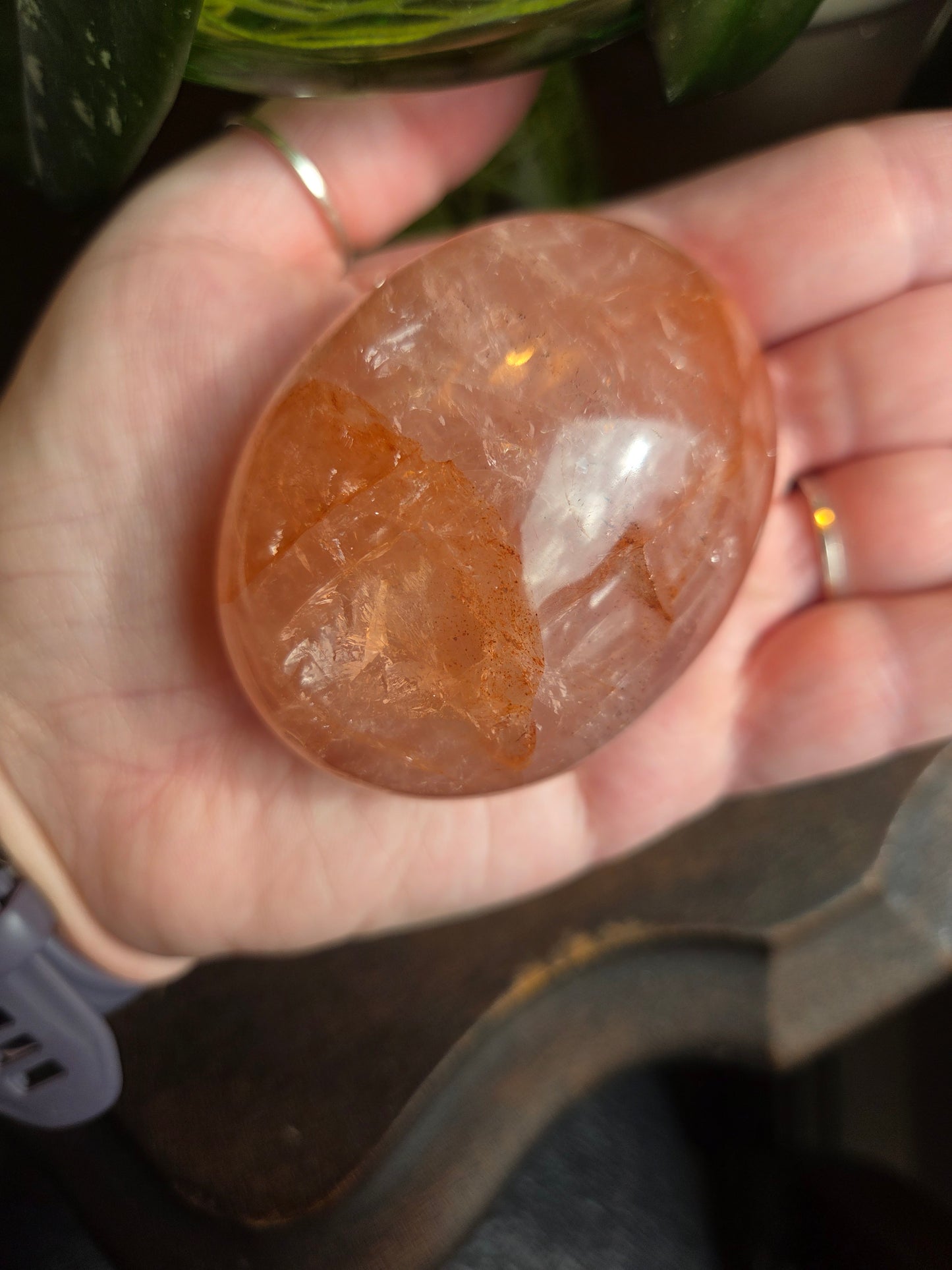 Fire Rose Quartz Palm with Aterism C