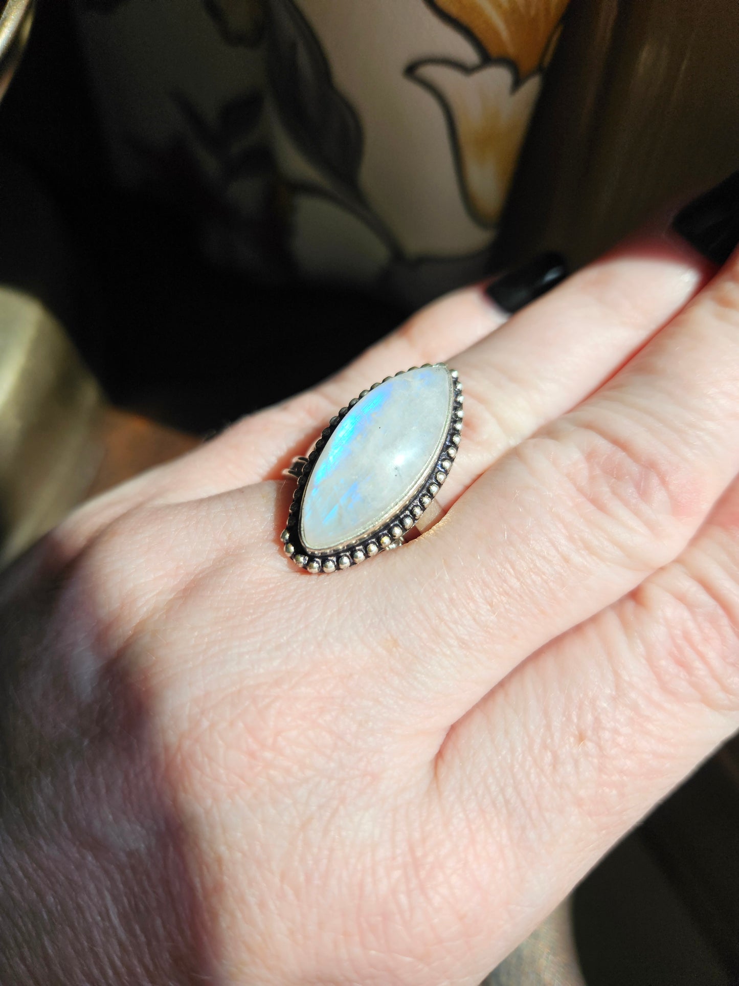 Rainbow Moonstone Ring