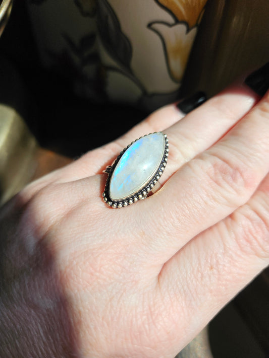 Rainbow Moonstone Ring