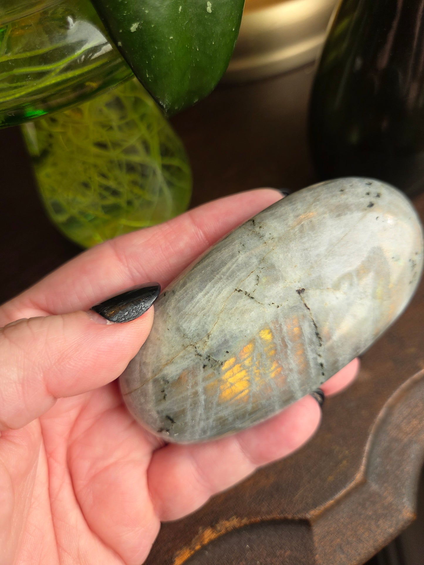 Labradorite Sunset Orange Gold Chartreuse Pink A