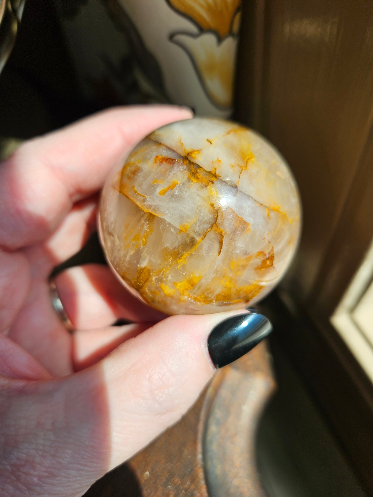 Golden Healer Fire Quartz Sphere C with Asterism