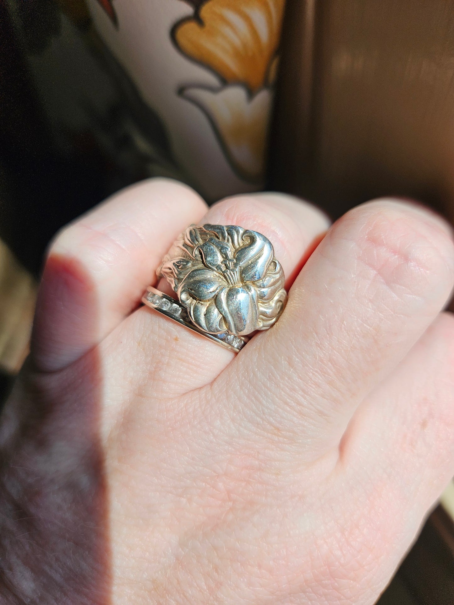 Vintage Sterling Silver Lily Ring