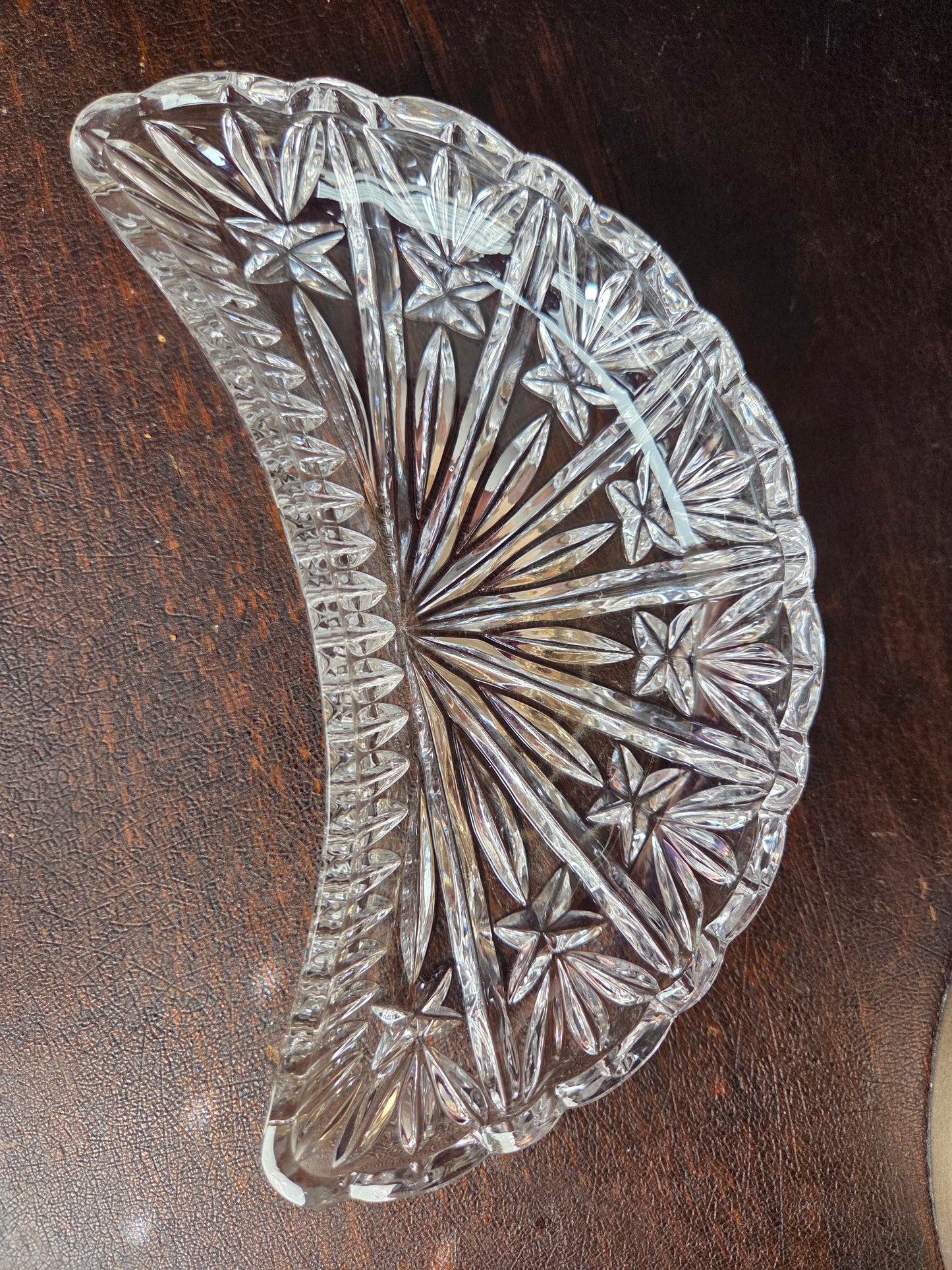 Vintage Cresent Moon Glass Relish Dish