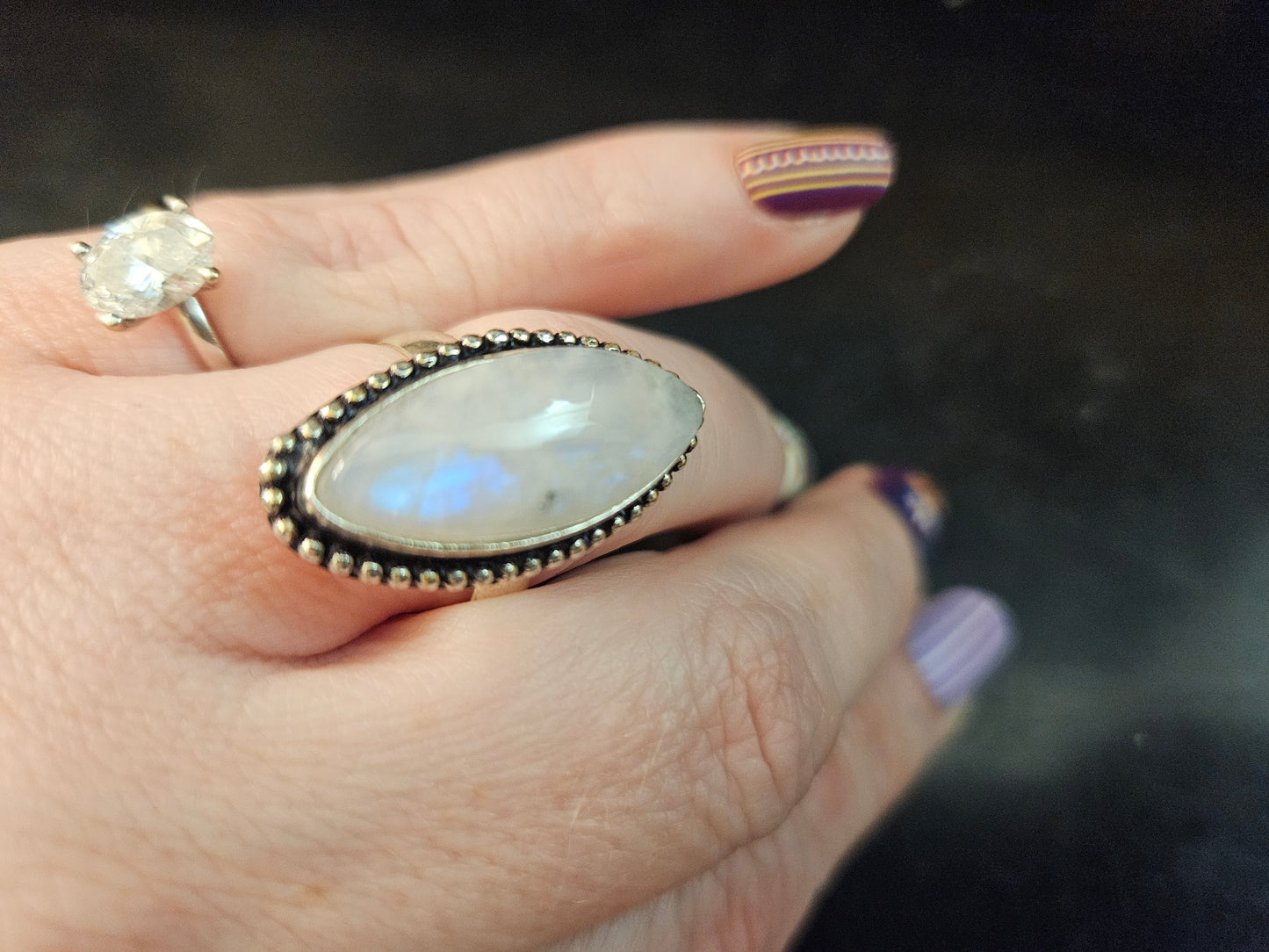 Rainbow Moonstone Ring