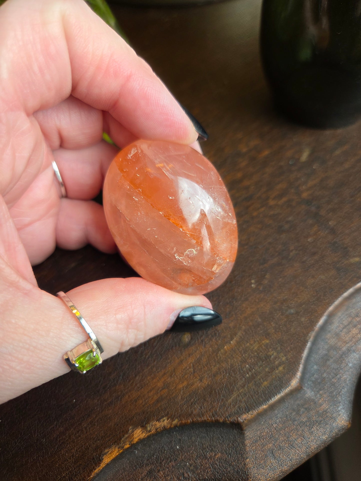 Fire Rose Quartz Palm with Aterism D