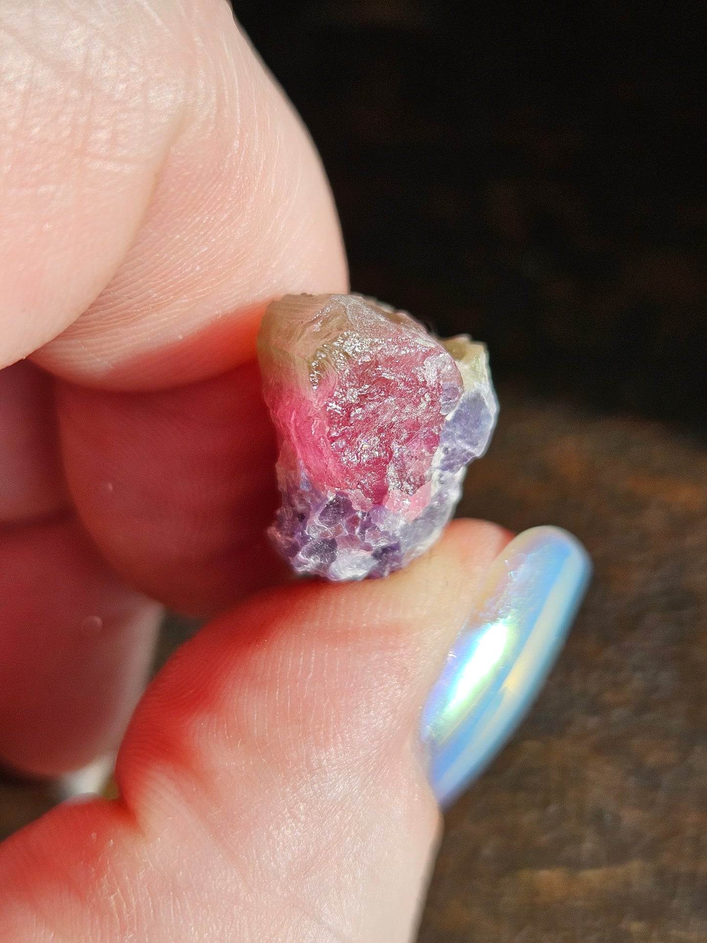 Lepidolite on Watermelon Tourmaline