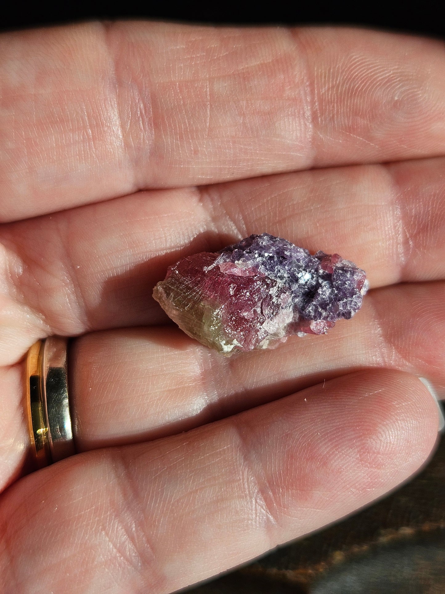 Lepidolite on Watermelon Tourmaline
