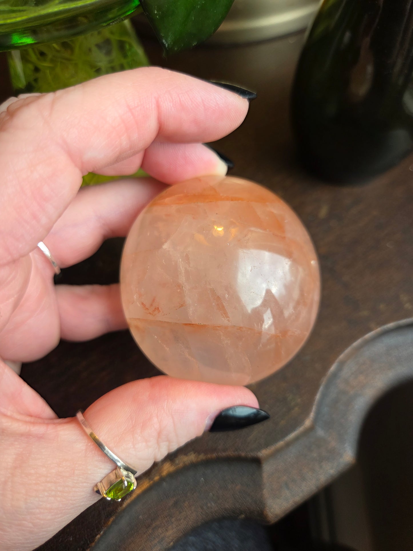 Fire Rose Quartz Palm with Aterism E