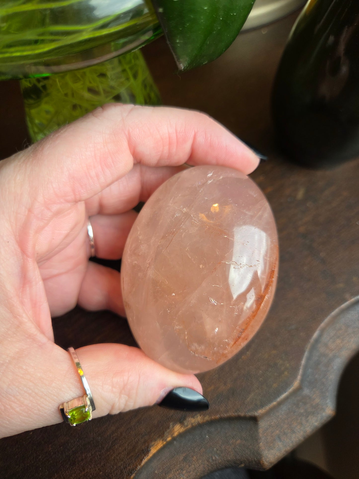 Fire Rose Quartz Palm with Aterism F