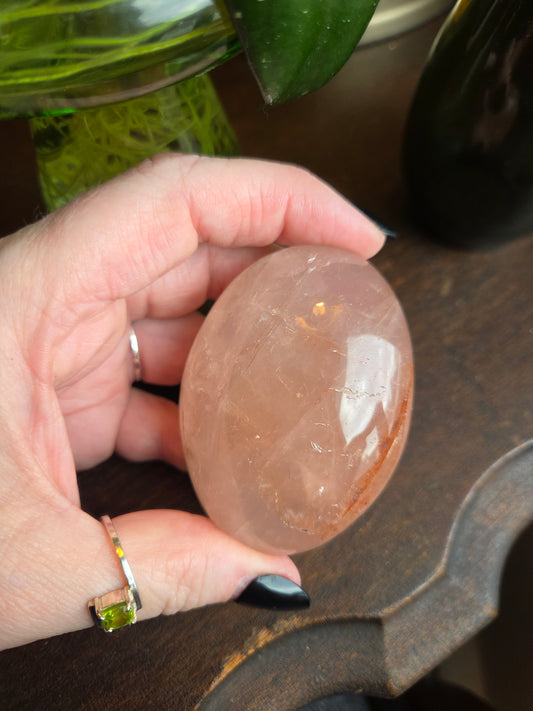 Fire Rose Quartz Palm with Aterism F