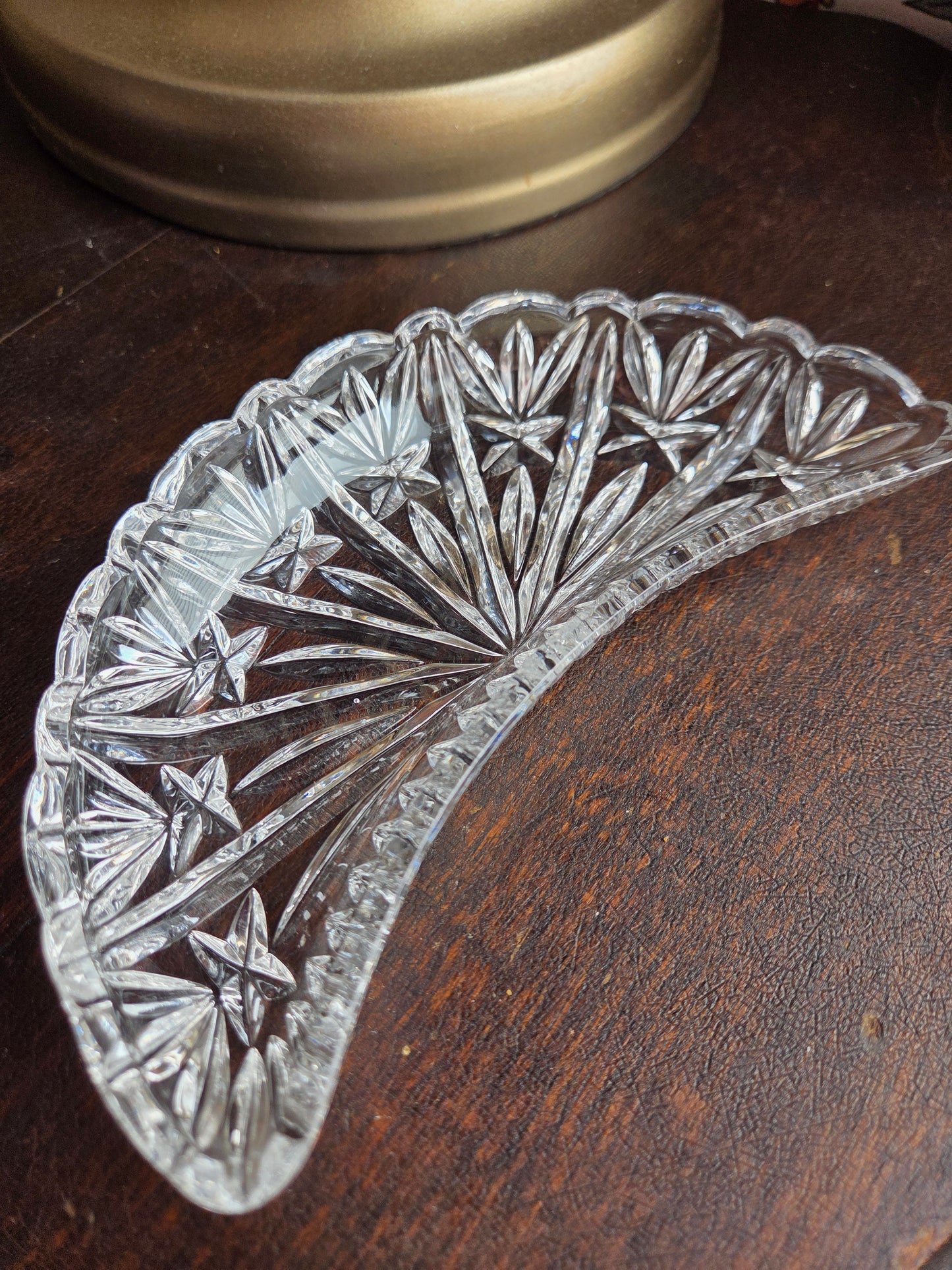 Vintage Cresent Moon Glass Relish Dish