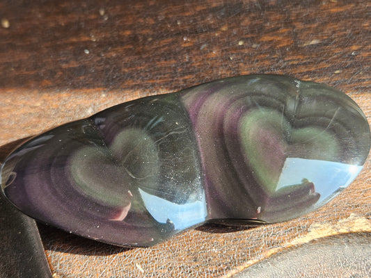 Obsidian Rainbow Double Heart