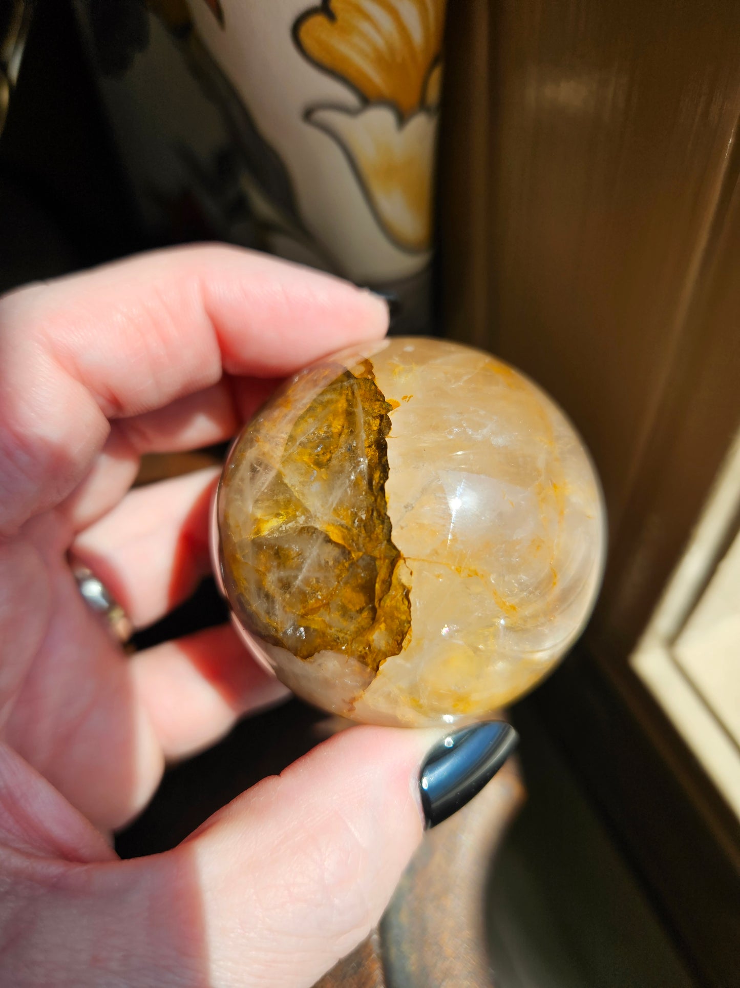 Golden Healer Fire Quartz Sphere C with Asterism