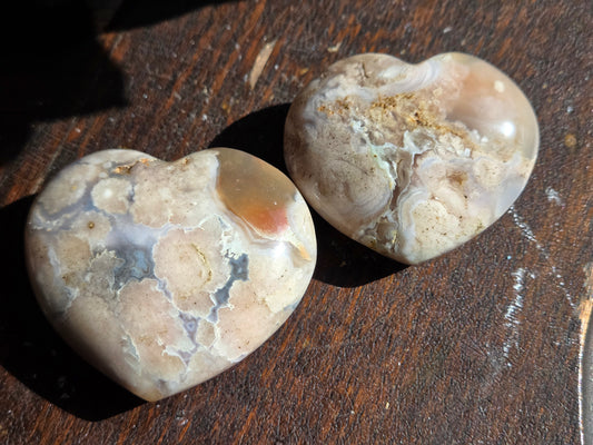 Flower Agate Puffy Heart