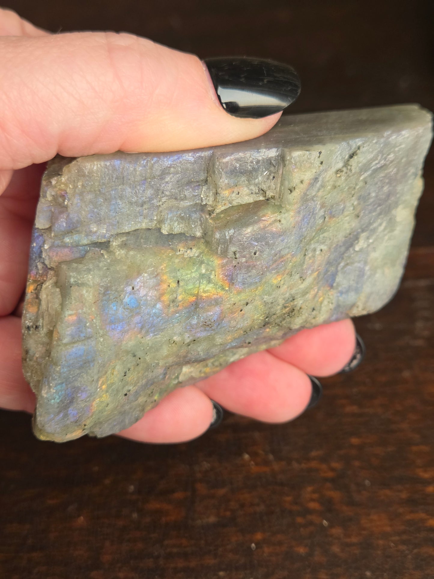 Labradorite Freeform Flash B Purple, Pink, Blue, and Golden flash!