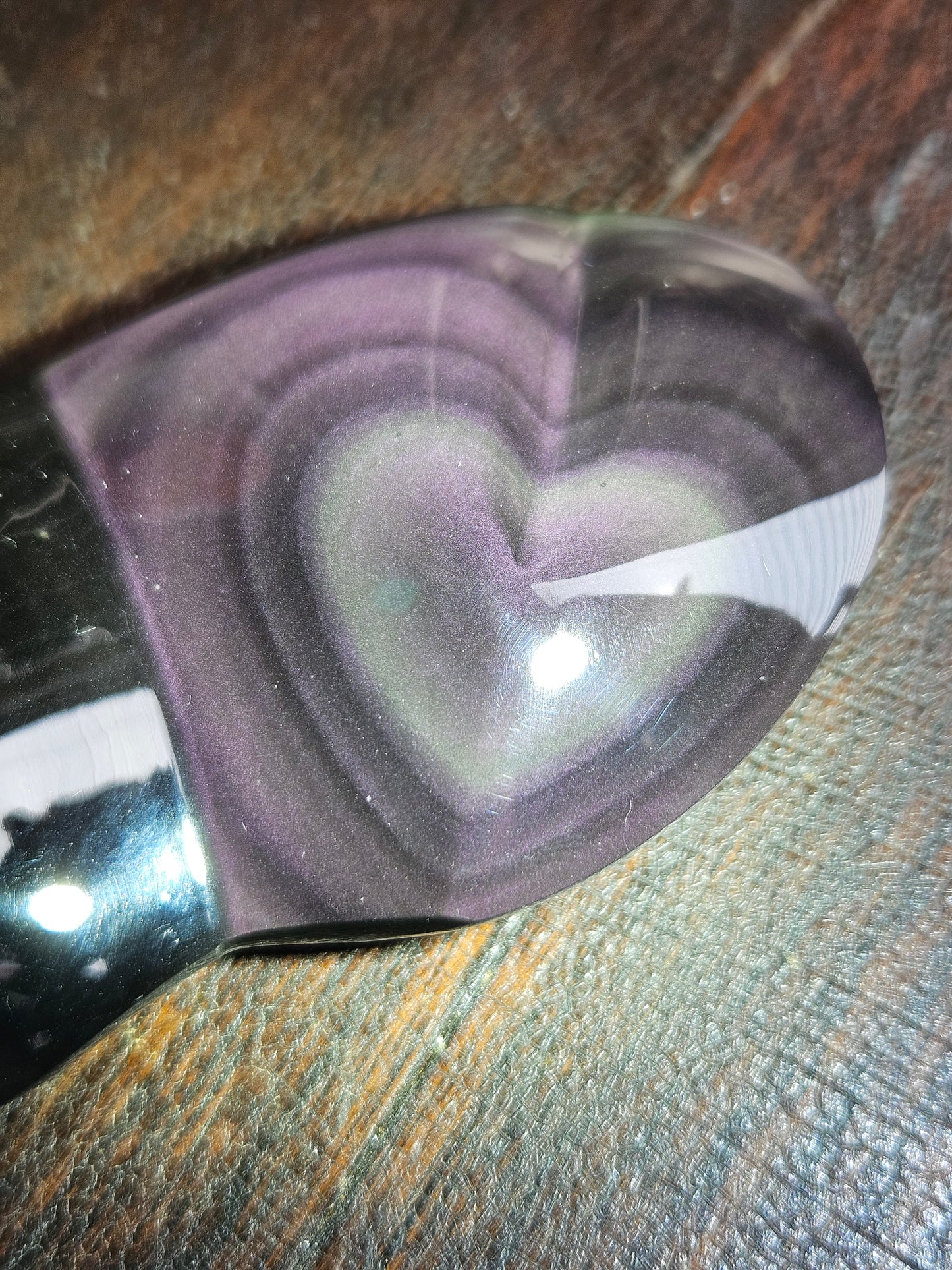 Obsidian Rainbow Double Heart