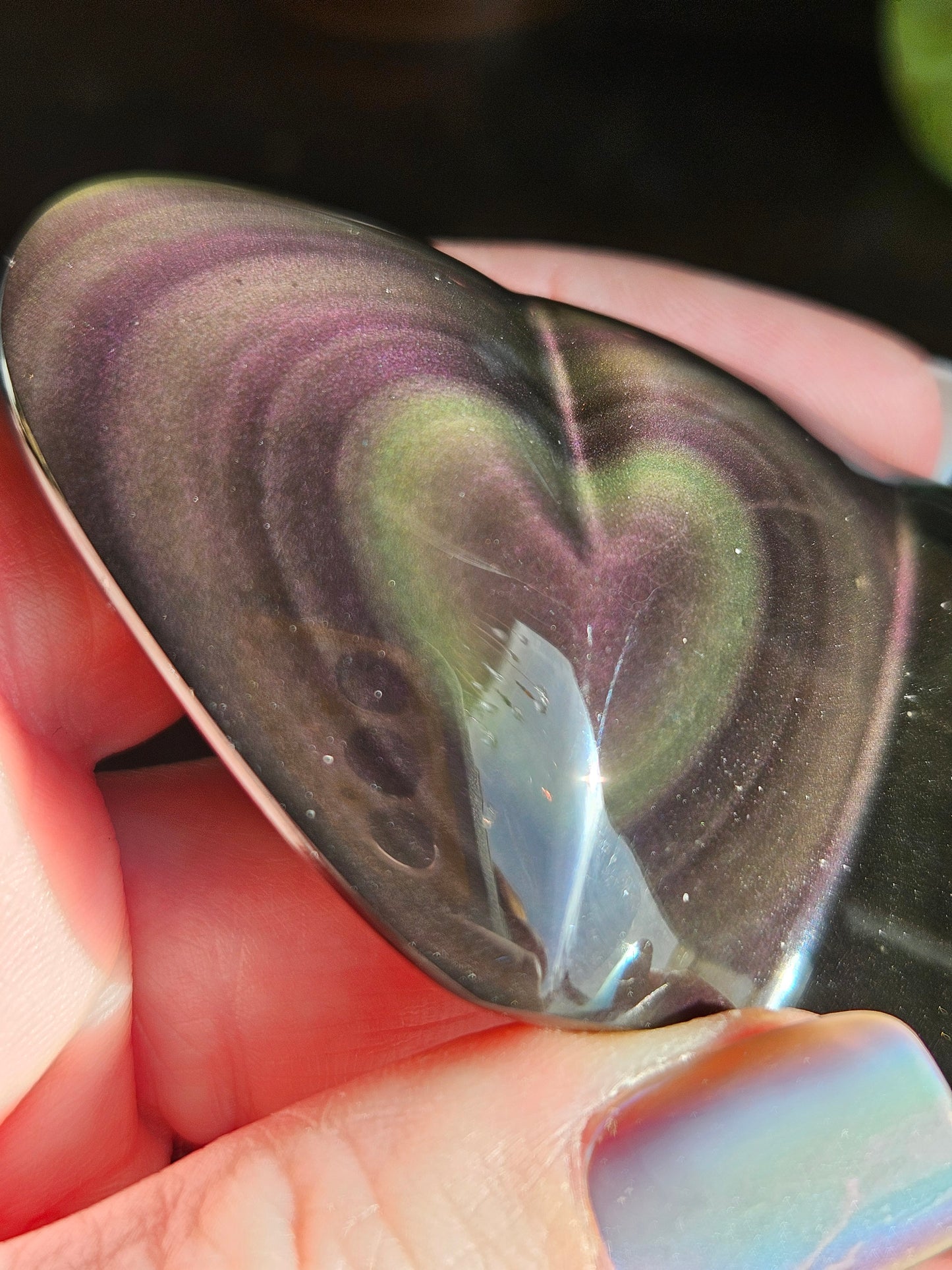 Obsidian Rainbow Double Heart