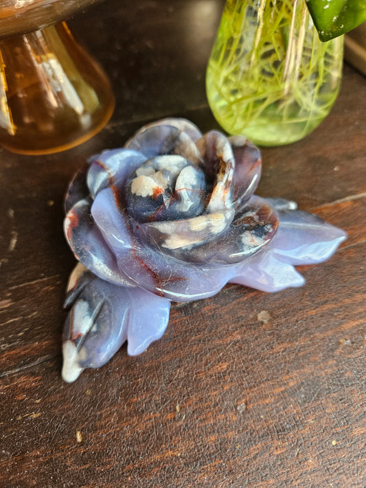 Flower Agate, Blue, Flower Carving