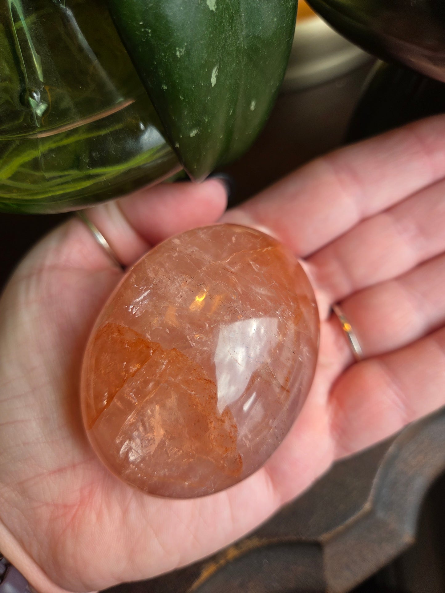 Fire Rose Quartz Palm with Aterism C
