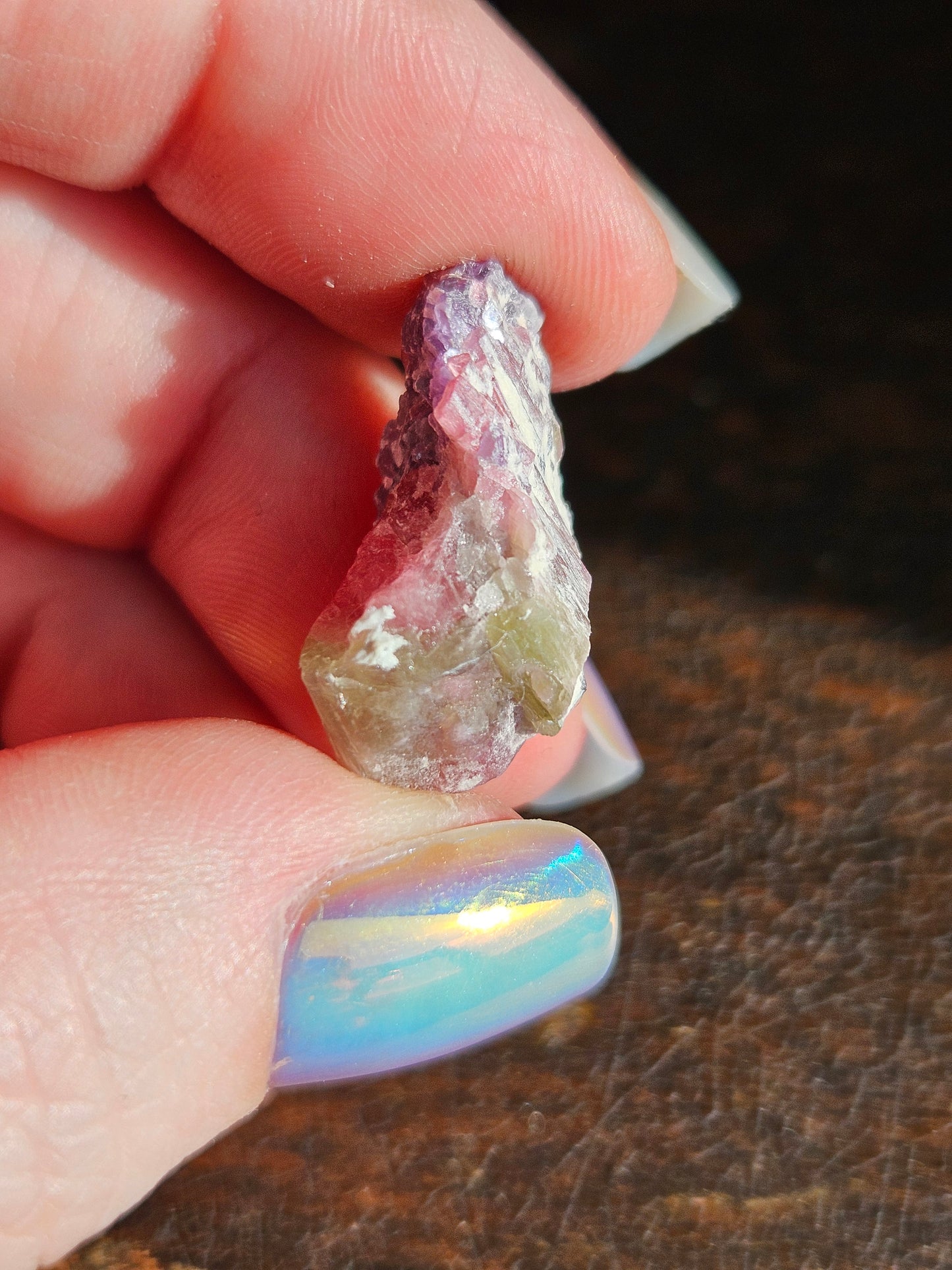 Lepidolite on Watermelon Tourmaline