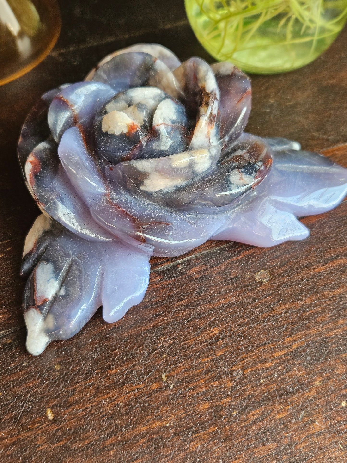 Flower Agate, Blue, Flower Carving