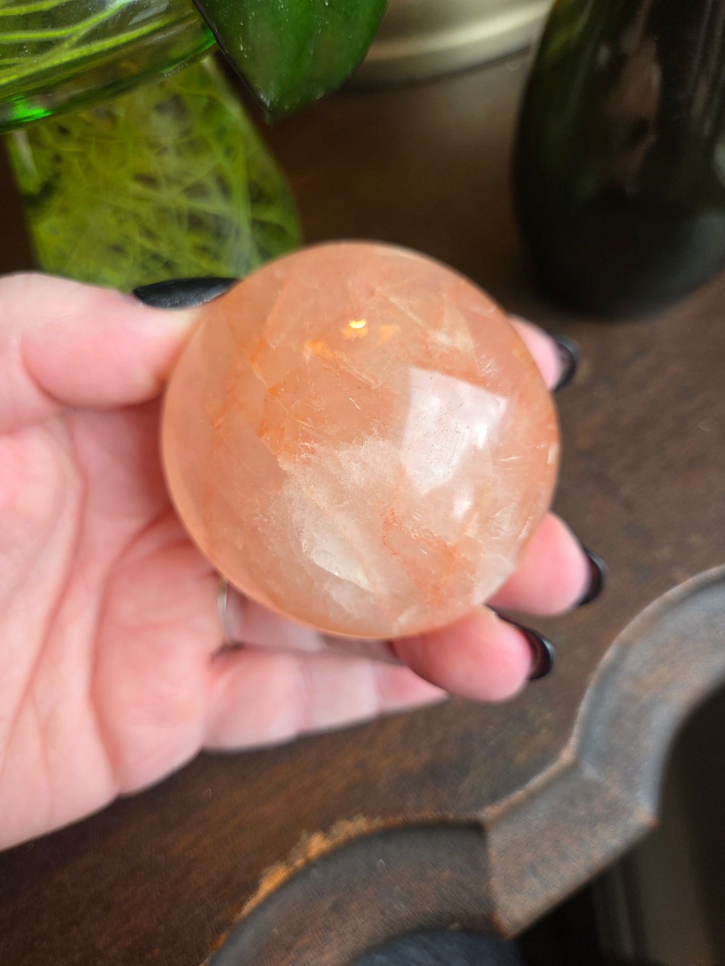 Fire Rose Quartz Palm with Aterism E
