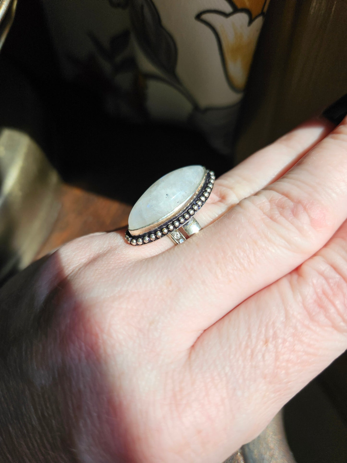 Rainbow Moonstone Ring