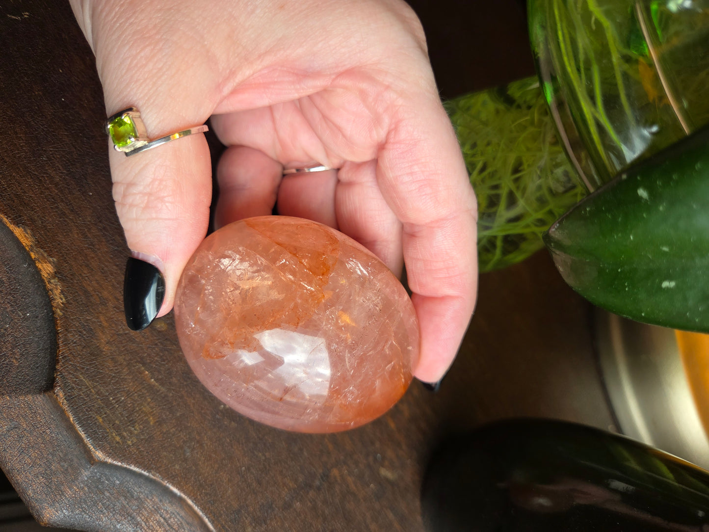 Fire Rose Quartz Palm with Aterism B