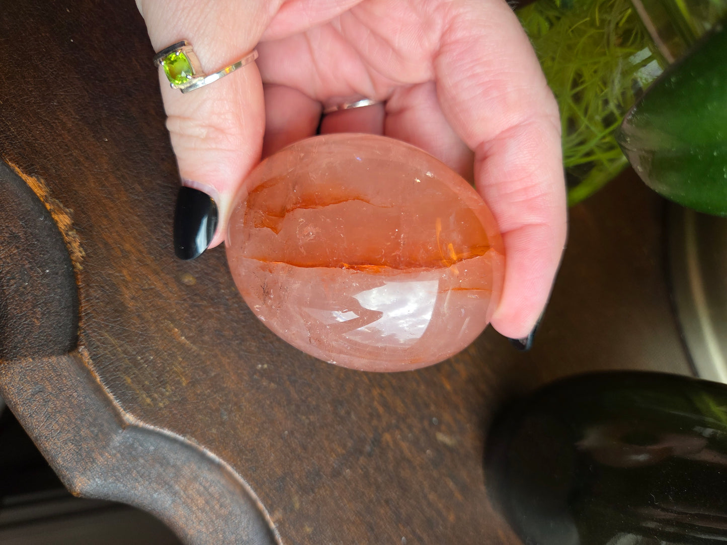 Fire Rose Quartz Palm with Aterism B