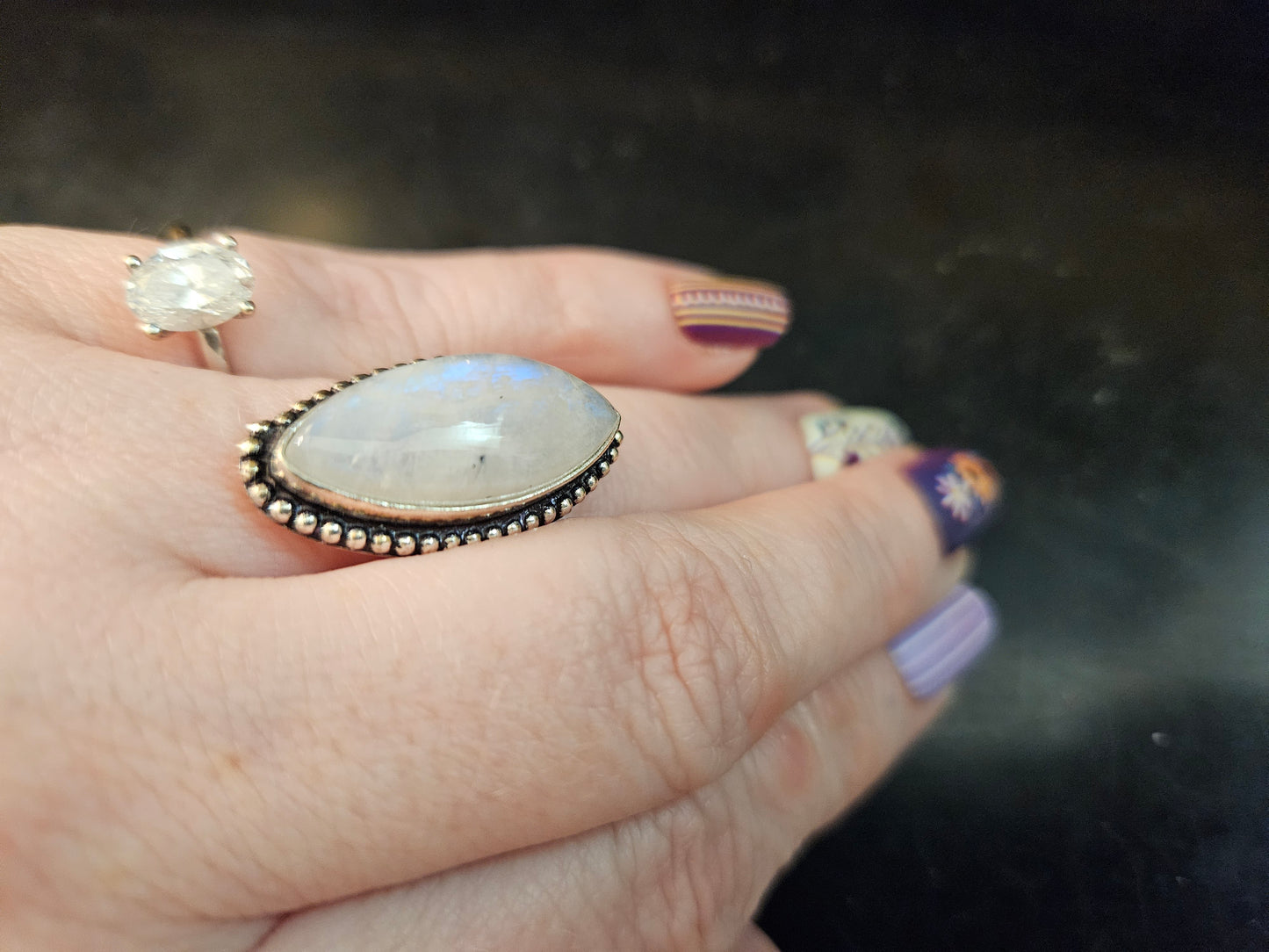 Rainbow Moonstone Ring
