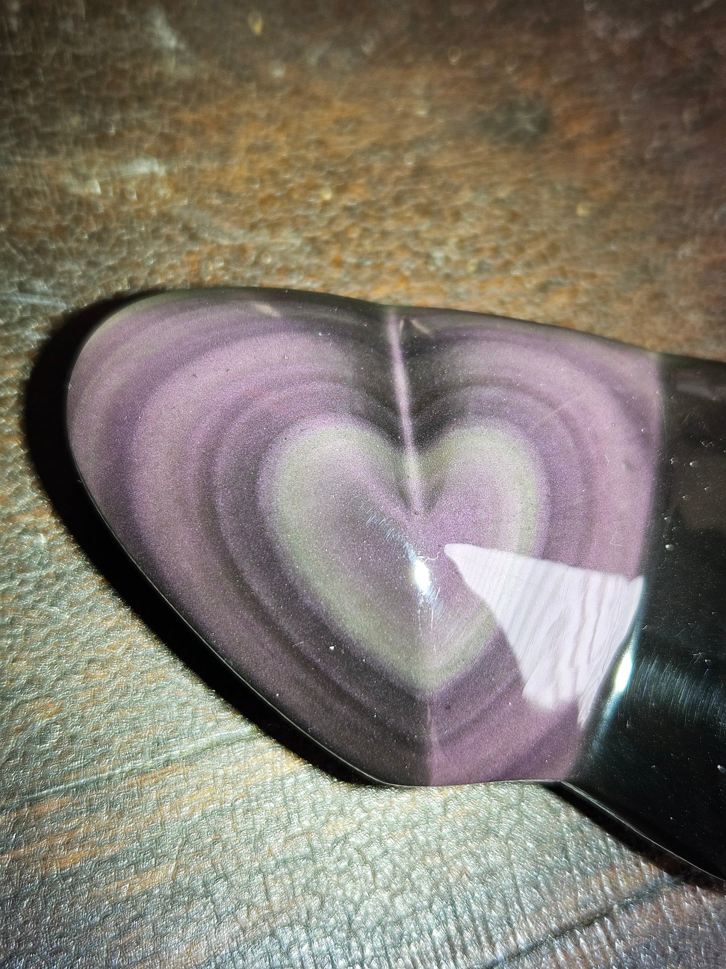 Obsidian Rainbow Double Heart